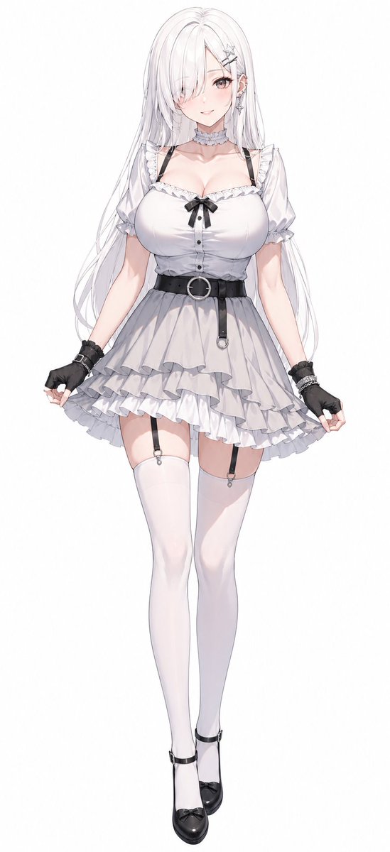 角色设定 GPT Image 2 提示词：Monochrome Anime Gothic Dress Girl