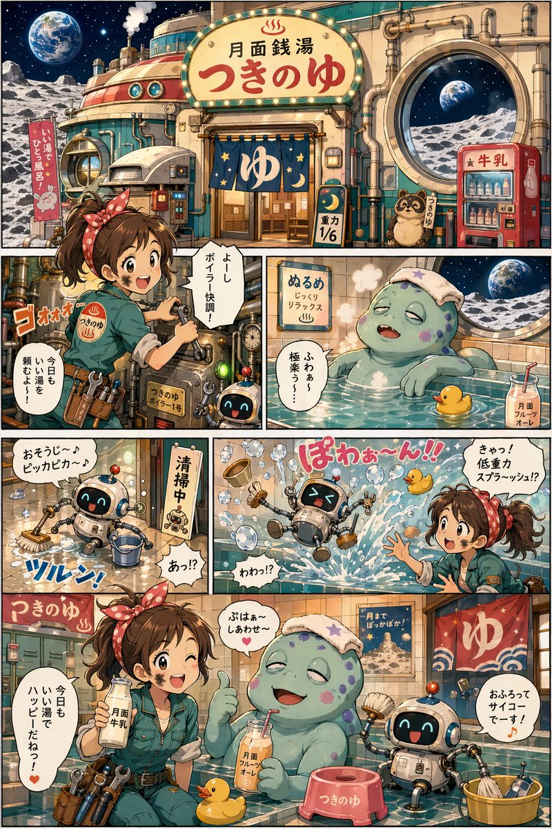 产品视觉 GPT Image 2 提示词：Moon Bathhouse Manga Page