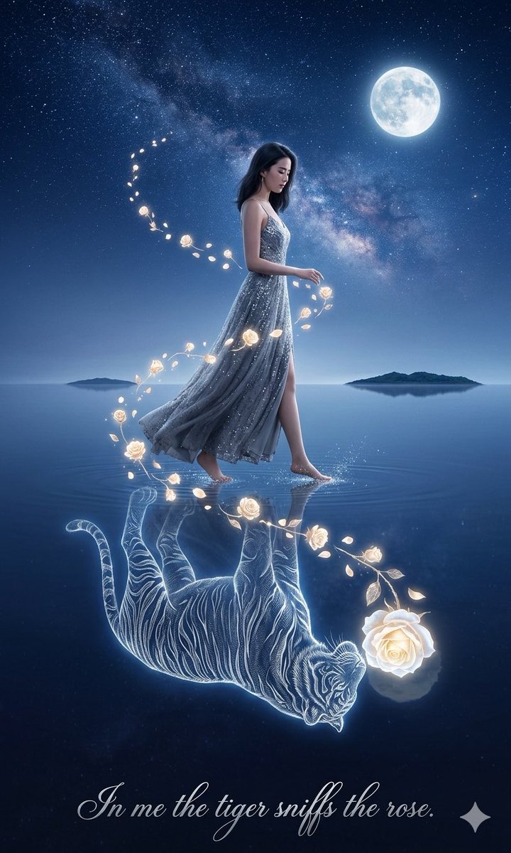 产品视觉 GPT Image 2 提示词：Moonlit Tiger and Rose Fantasy Poster