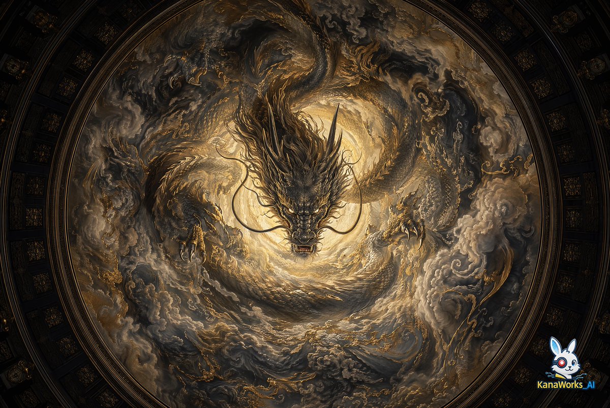 产品视觉 GPT Image 2 提示词：Museum-grade Crying Dragon Dome Mural