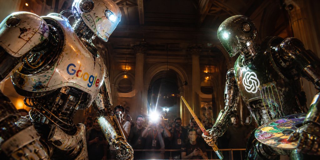 产品视觉 GPT Image 2 提示词：Museum Robot Art Duel