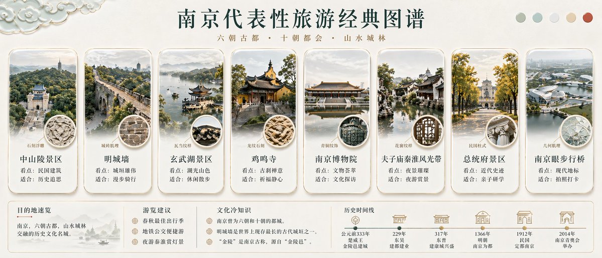 产品视觉 GPT Image 2 提示词：Nanjing Classic Tourism Atlas Poster