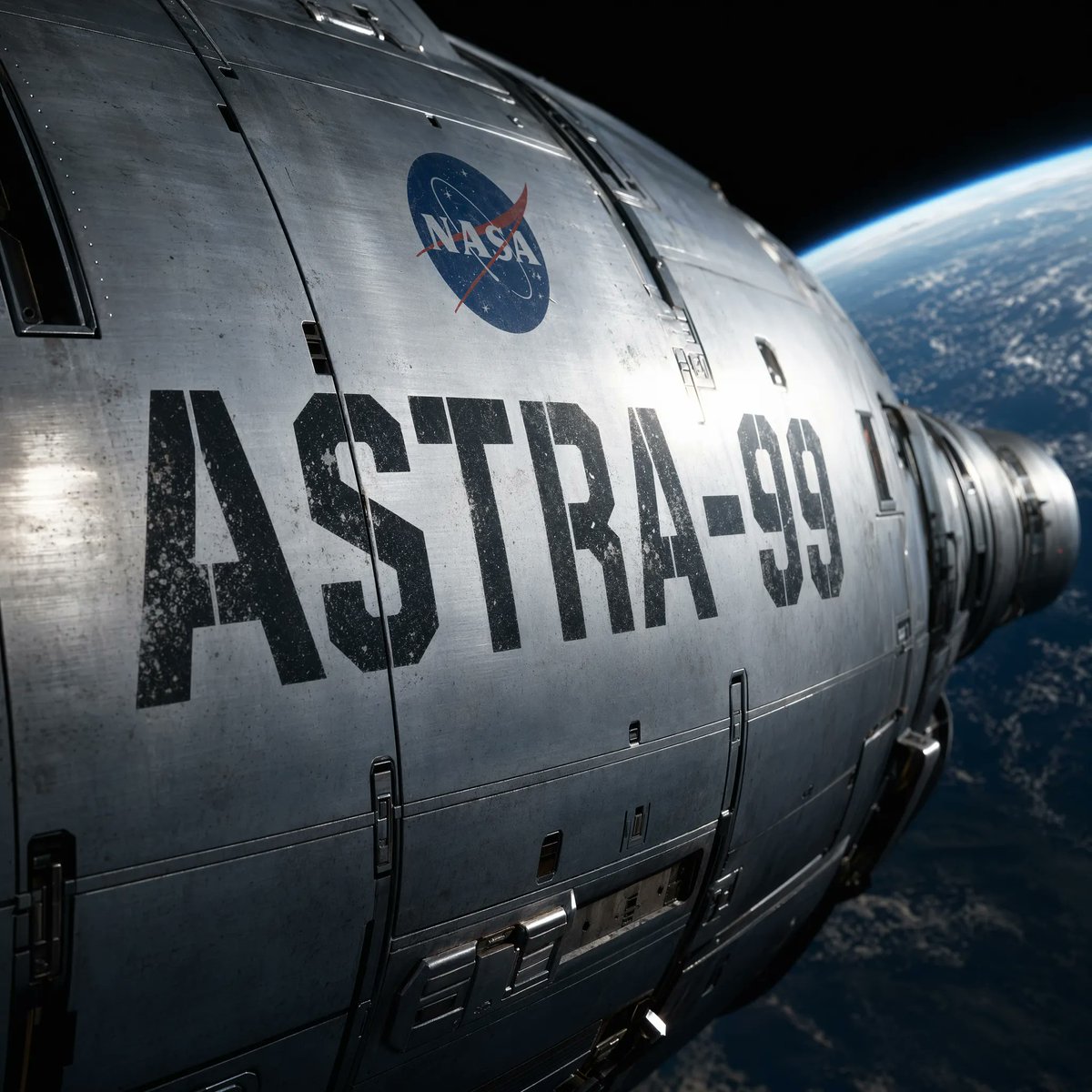 故事绘本 GPT Image 2 提示词：NASA Spacecraft Hull in Orbit