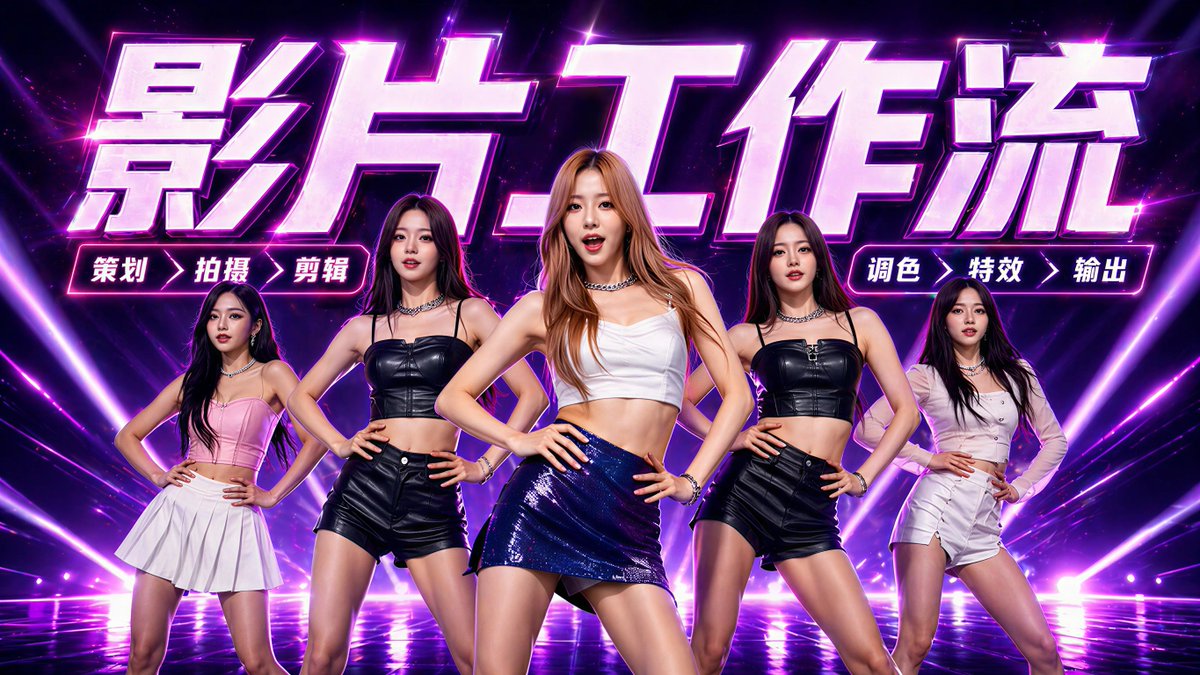 产品视觉 GPT Image 2 提示词：Neon AI Video Workflow Dance Poster