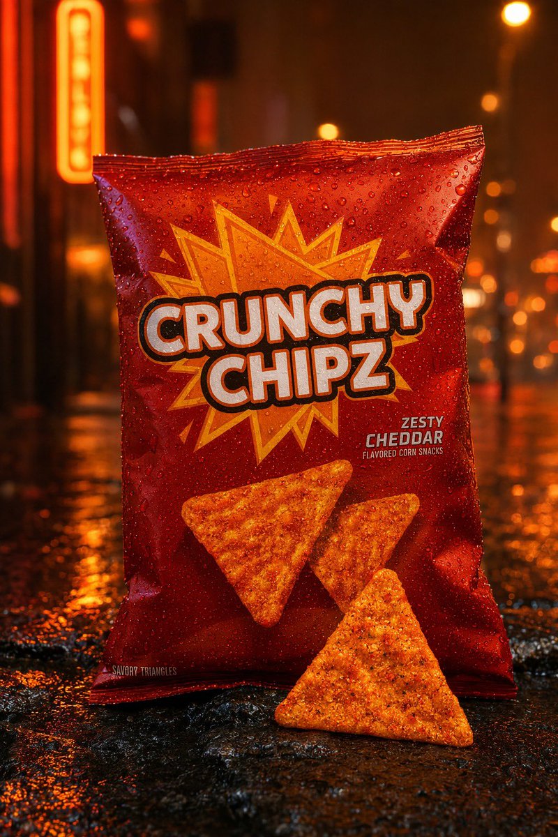产品视觉 GPT Image 2 提示词：Neon Rain Snack Bag Ad