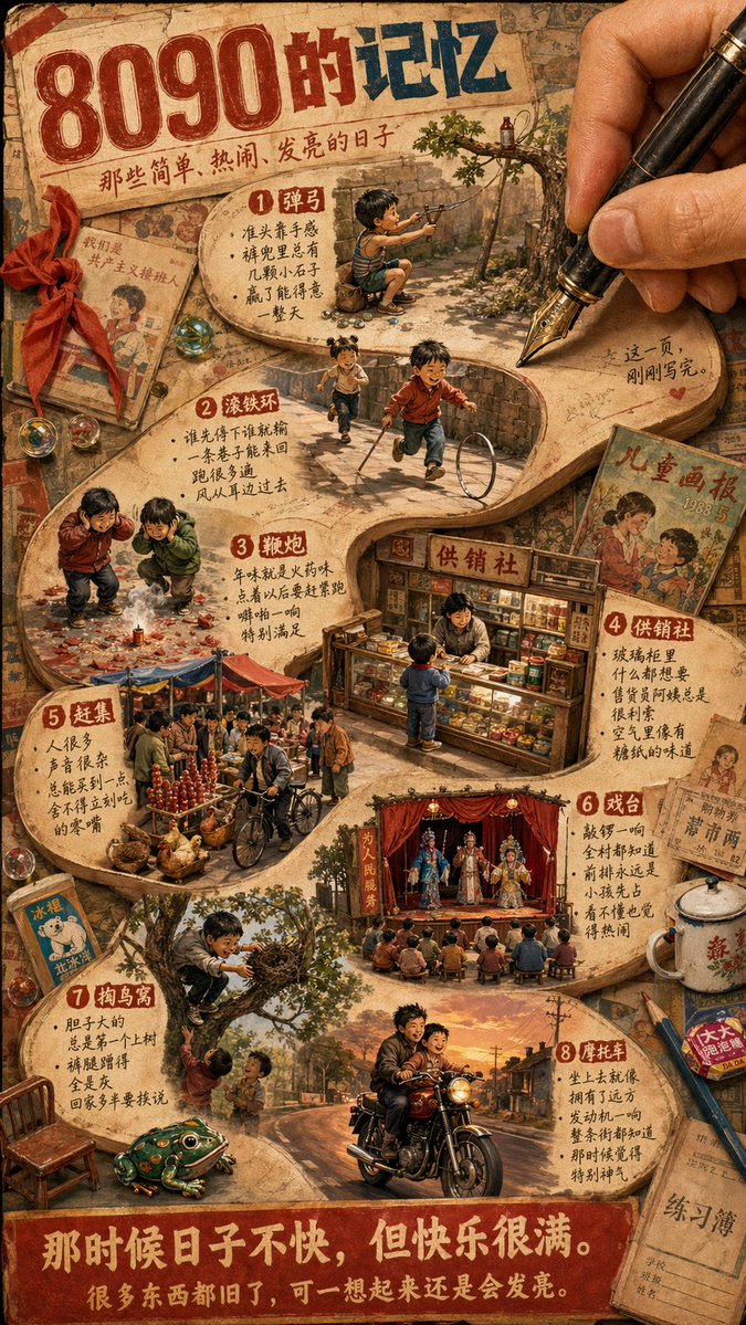产品视觉 GPT Image 2 提示词：Nostalgic 80s 90s China Memory Poster