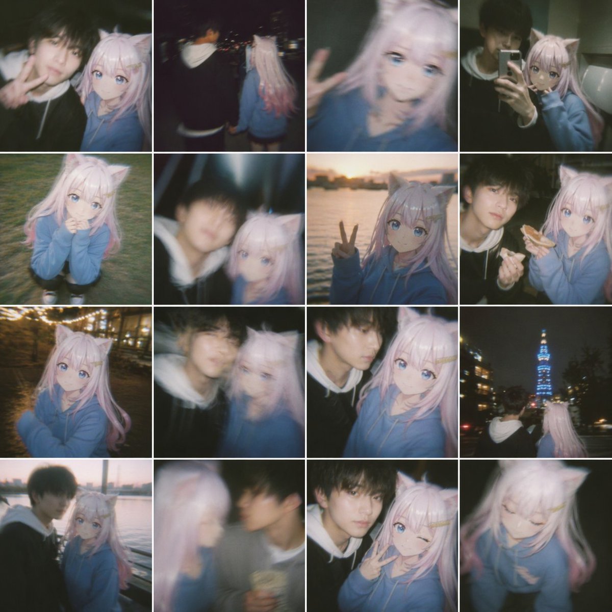 角色设定 GPT Image 2 提示词：Nostalgic Shaky Film Couple Selfies