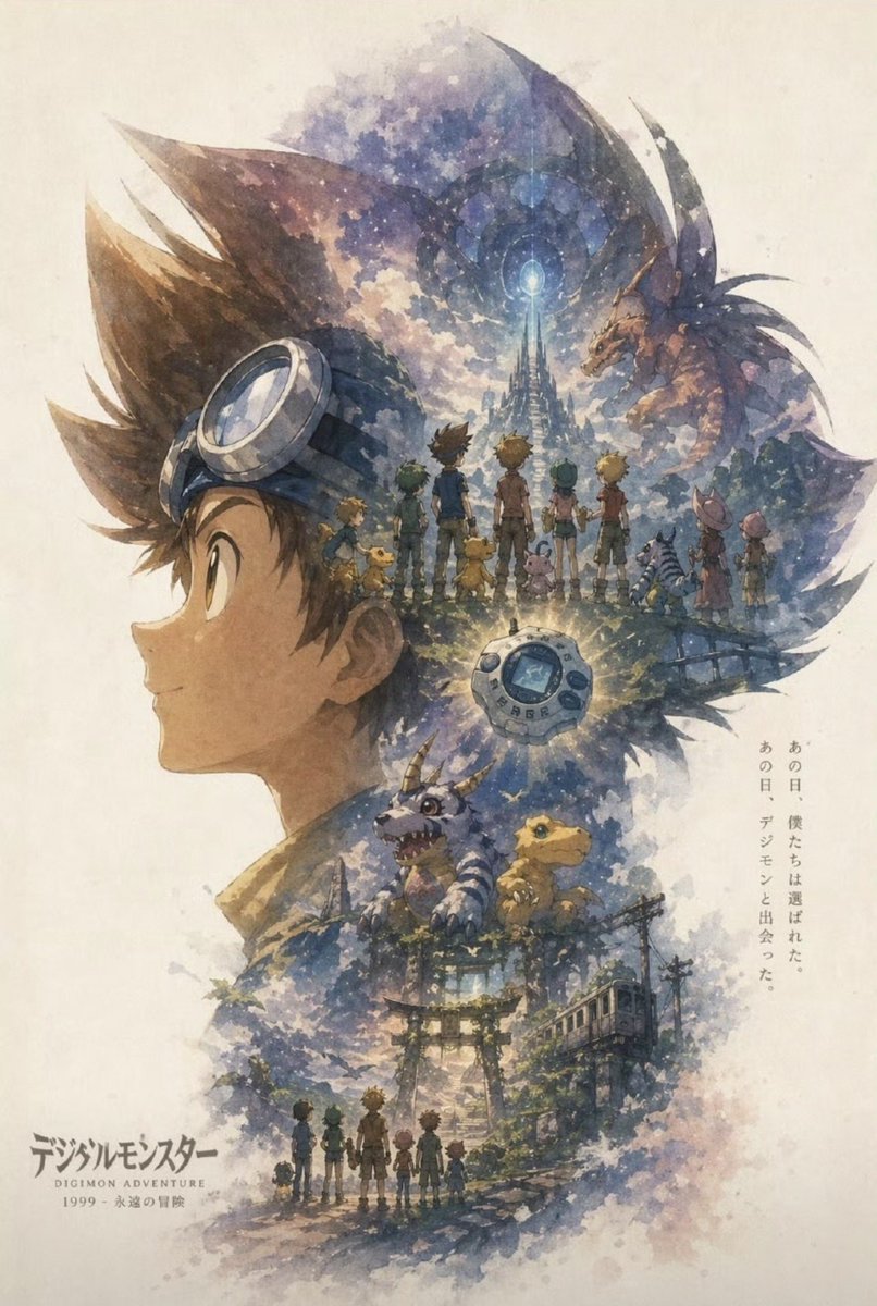 产品视觉 GPT Image 2 提示词：Nostalgic Watercolor Anime Adventure Poster