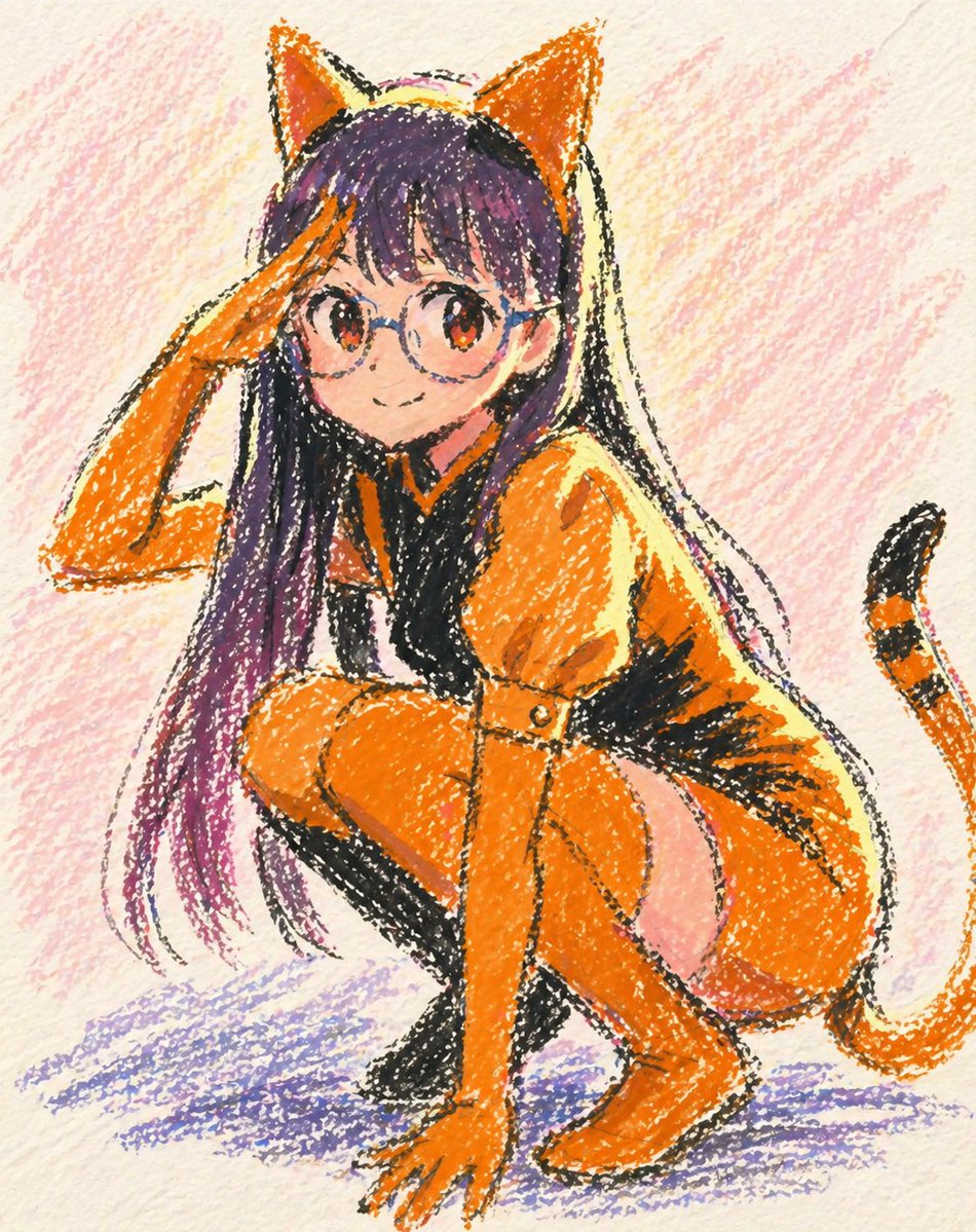 界面稿 GPT Image 2 提示词：Oil Pastel Anime Catgirl