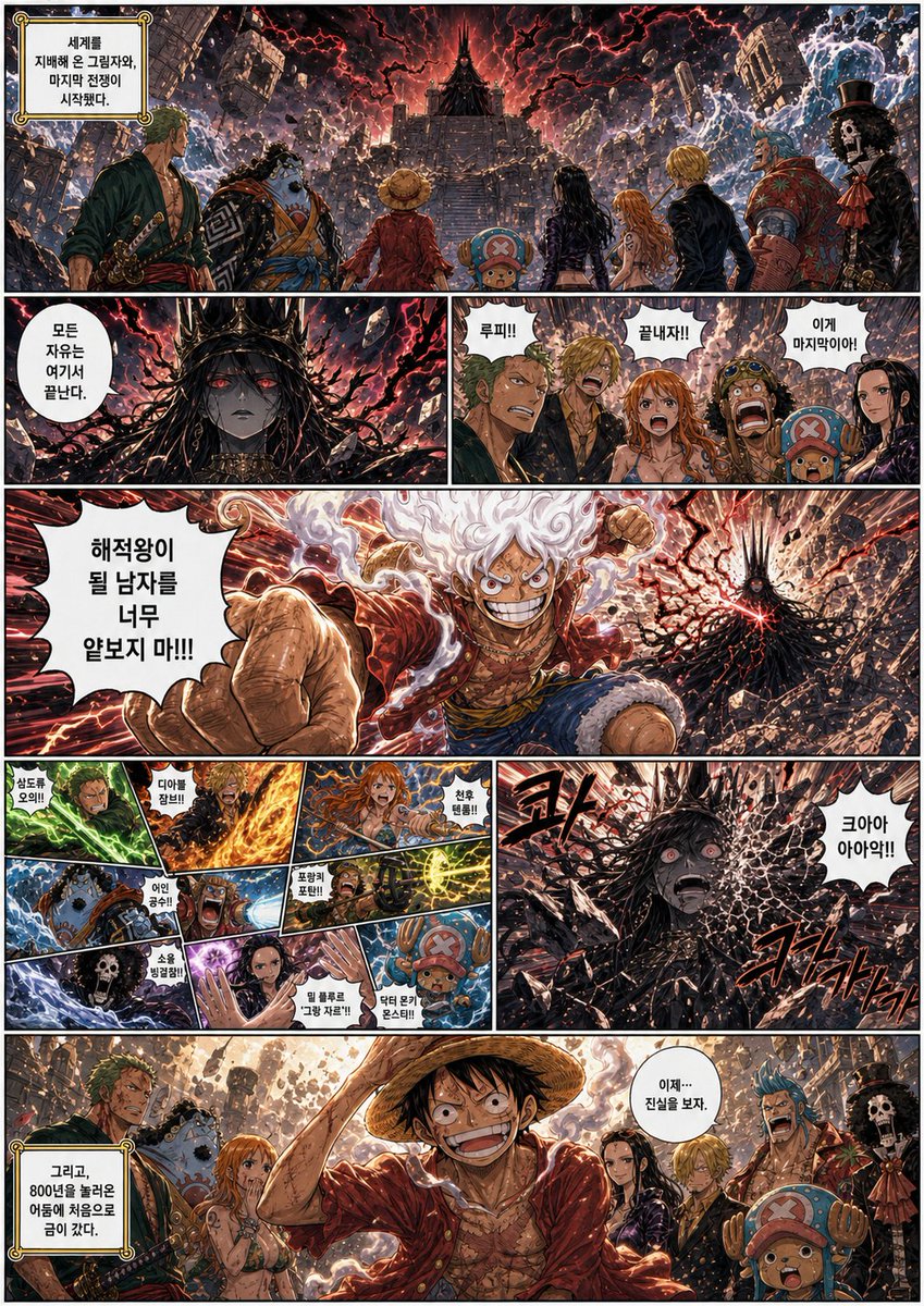 角色设定 GPT Image 2 提示词：One Piece Final Battle Manga Page