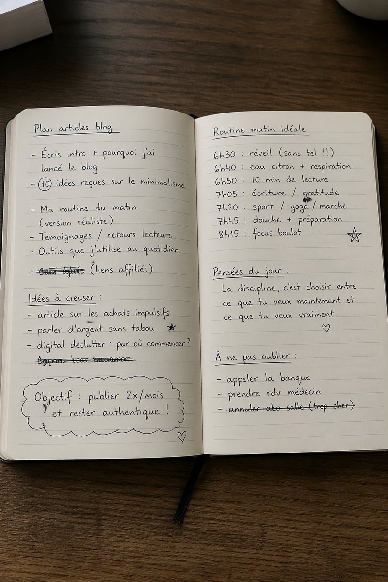 产品视觉 GPT Image 2 提示词：Open Notebook with French Handwritten Plans