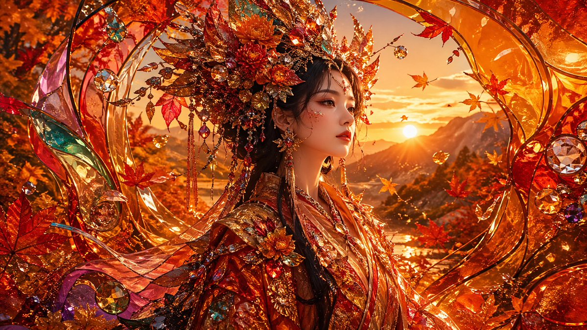 信息图 GPT Image 2 提示词：Opulent Autumn Empress at Sunset