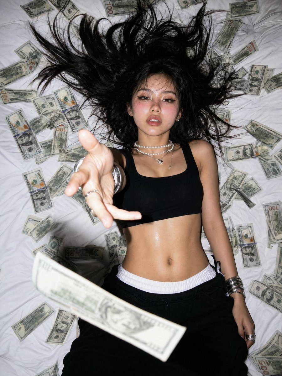产品视觉 GPT Image 2 提示词：Overhead Flash Money Bed Editorial