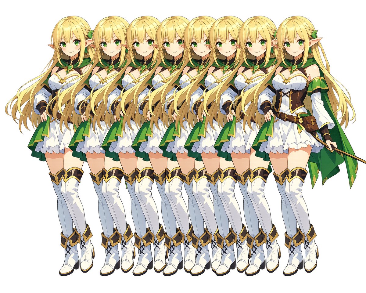 界面稿 GPT Image 2 提示词：Overlapping Elf Warrior Lineup