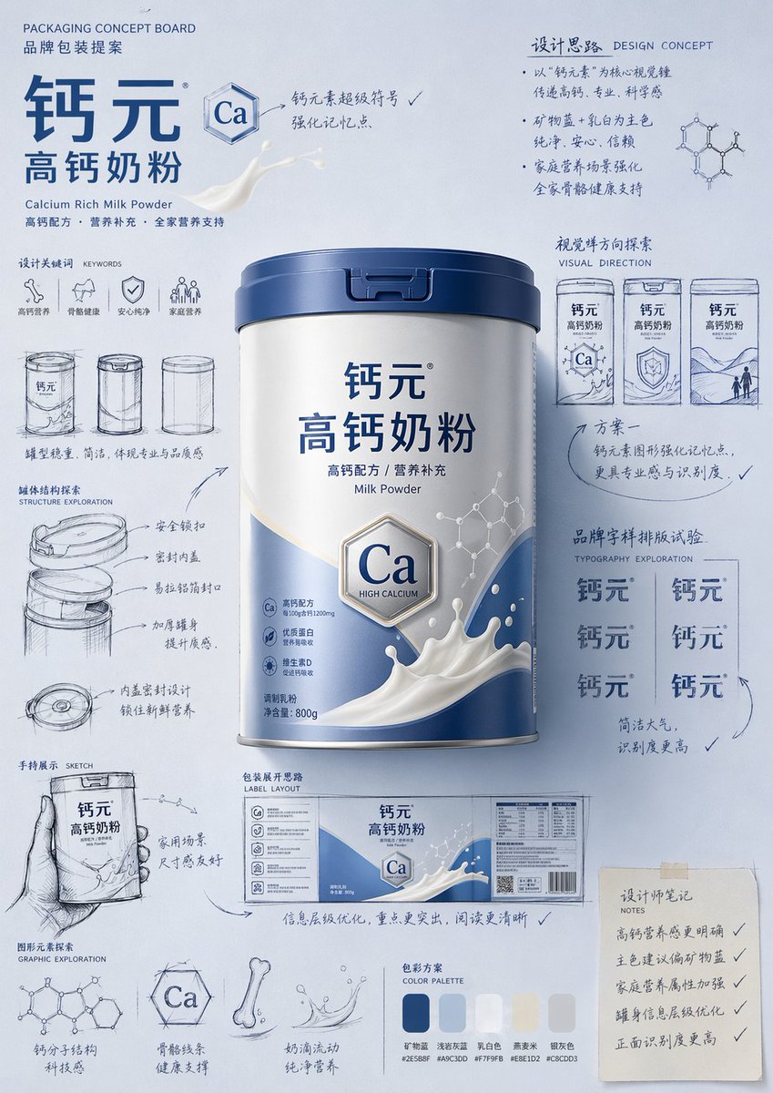 产品视觉 GPT Image 2 提示词：Packaging Design Proposal Board Prompt