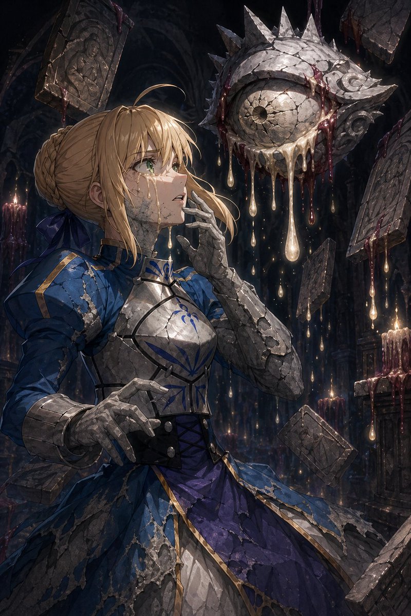 产品视觉 GPT Image 2 提示词：Partial Petrification Dark Fantasy Card Art