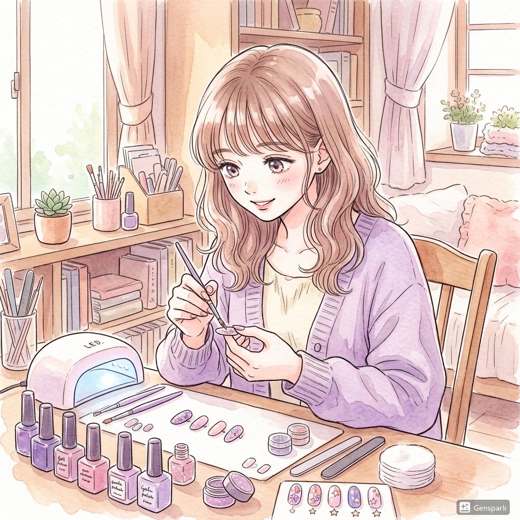 界面稿 GPT Image 2 提示词：Pastel Anime Nail Artist at Desk