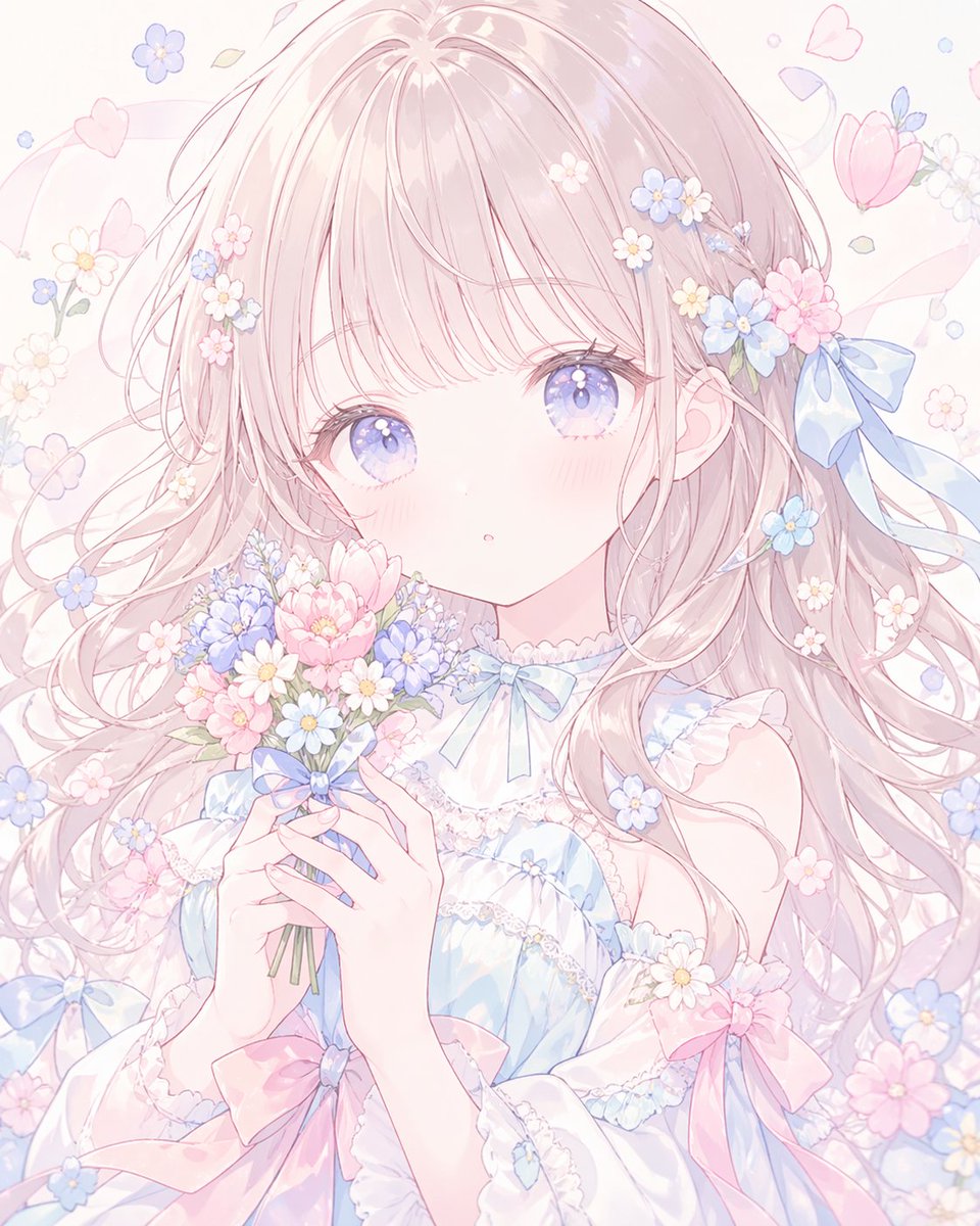 角色设定 GPT Image 2 提示词：Pastel Faceless Anime Floral Portrait