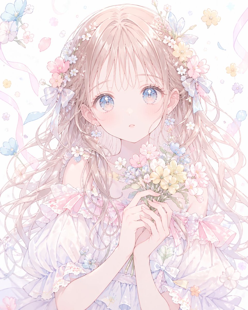 产品视觉 GPT Image 2 提示词：Pastel Faceless Floral Anime Portrait