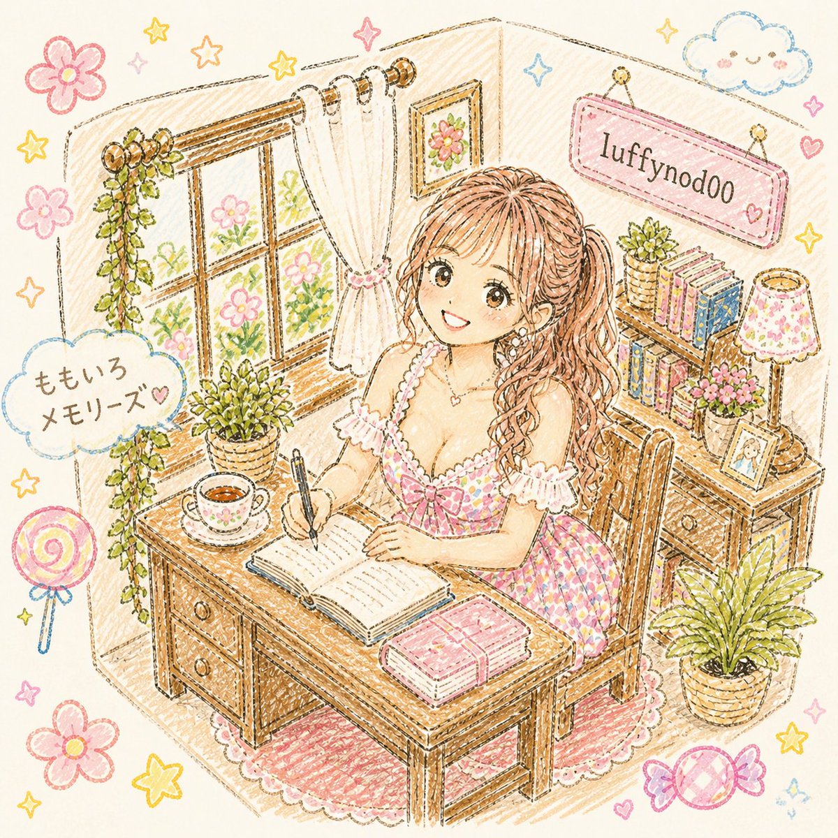 界面稿 GPT Image 2 提示词：Pastel Kawaii Study Room Illustration