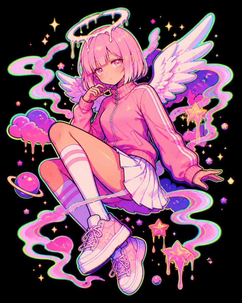 角色设定 GPT Image 2 提示词：Pastel Neon Angel Girl