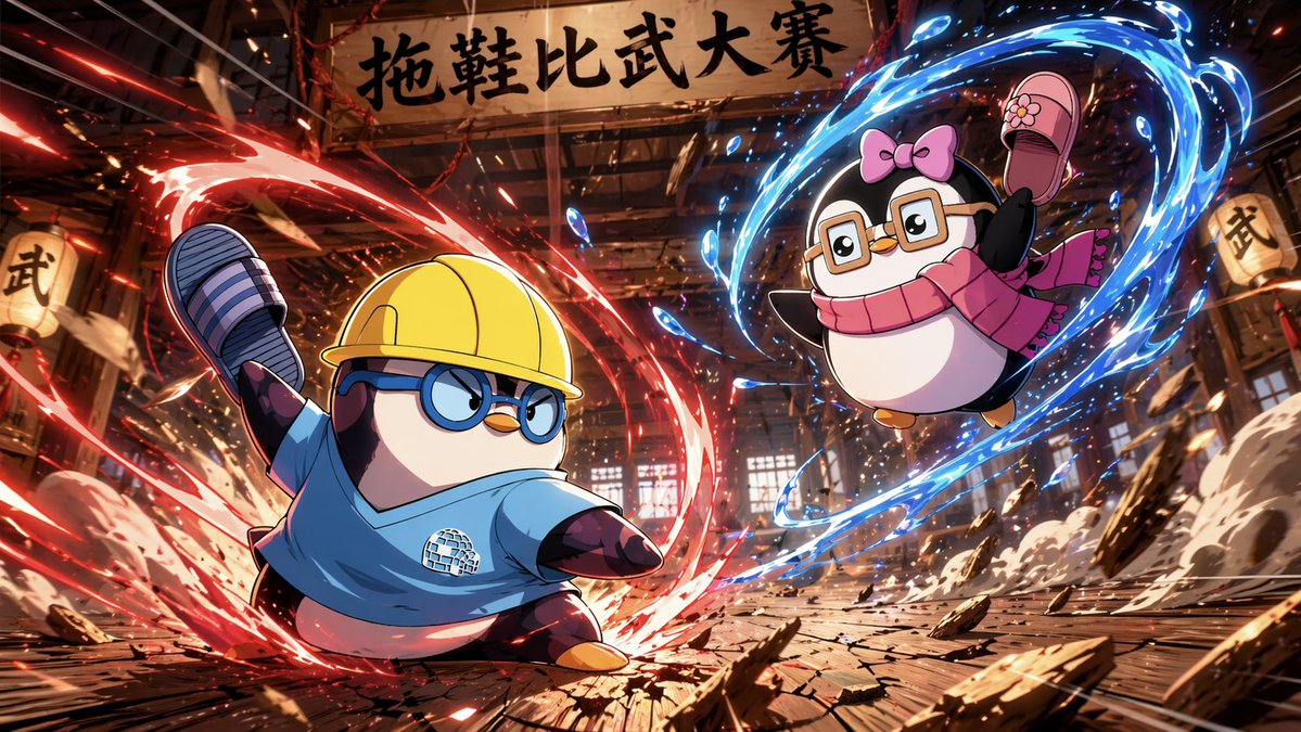 界面稿 GPT Image 2 提示词：Penguin Martial Arts Dojo Duel