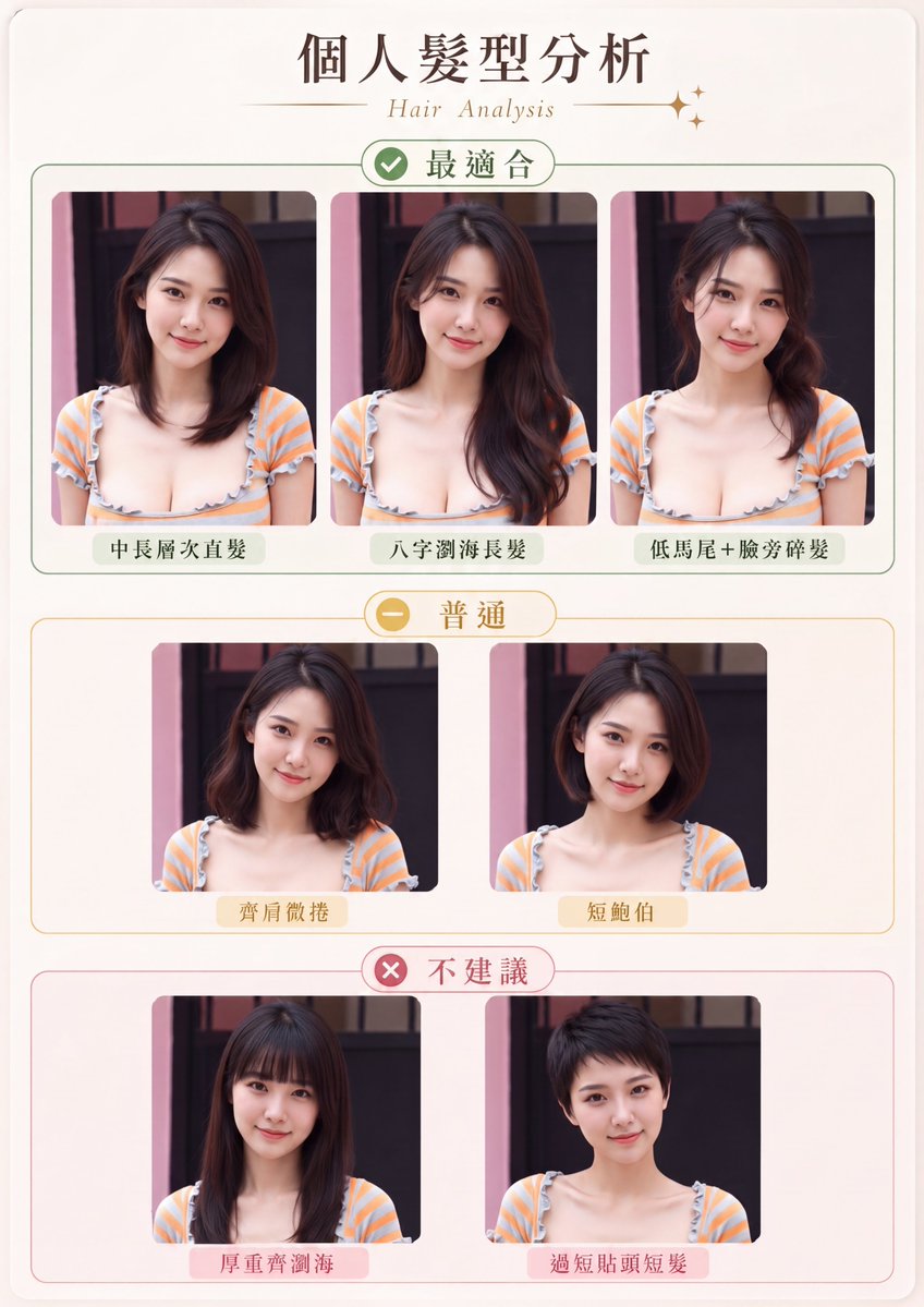 信息图 GPT Image 2 提示词：Personal Hairstyle Analysis Card
