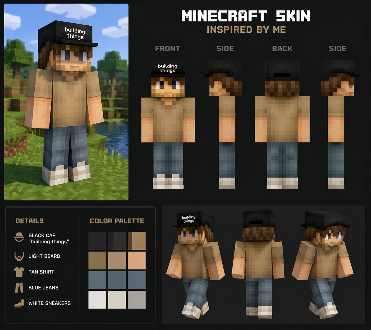 角色设定 GPT Image 2 提示词：Personalized Minecraft Skin Prompt