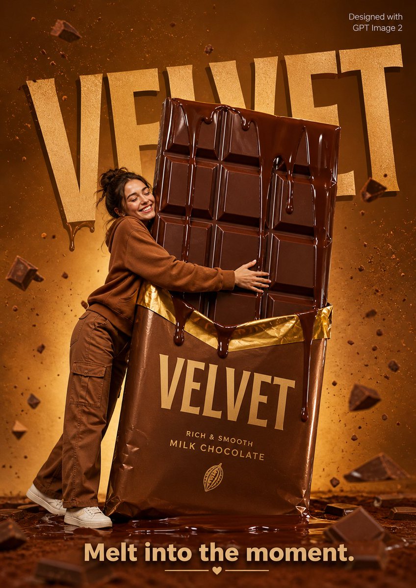 产品视觉 GPT Image 2 提示词：Playful Velvet Chocolate Poster