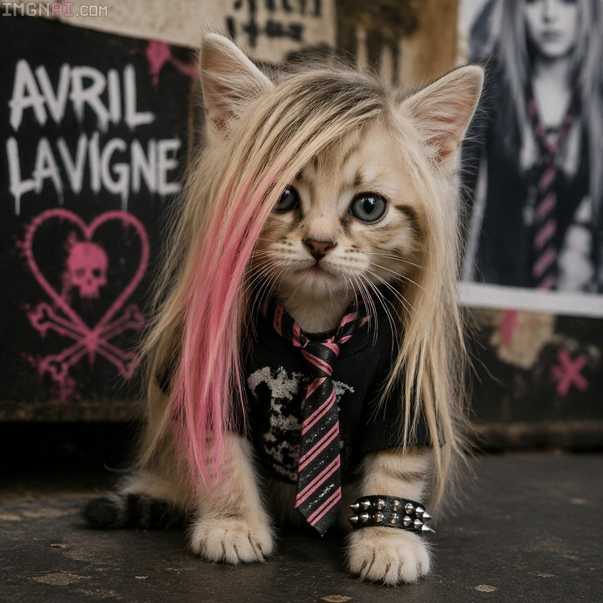 产品视觉 GPT Image 2 提示词：Pop-Punk Emo Kitten Portrait