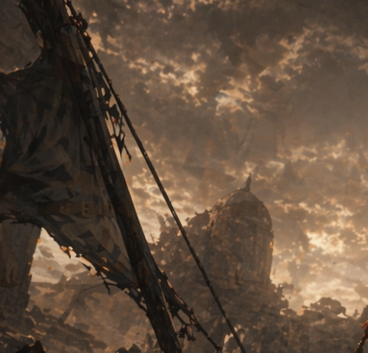 界面稿 GPT Image 2 提示词：Post-Apocalyptic Ruins at Dusk