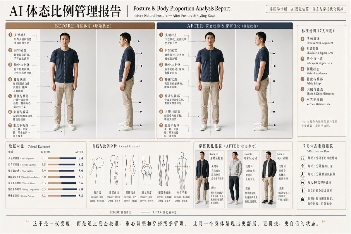 产品视觉 GPT Image 2 提示词：Posture Analysis Report Infographic