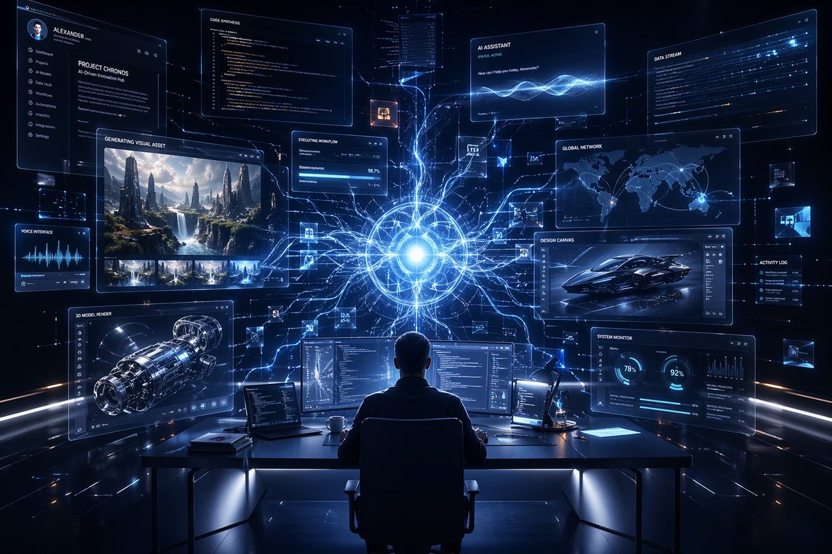 产品视觉 GPT Image 2 提示词：Premium Futuristic AI Workspace