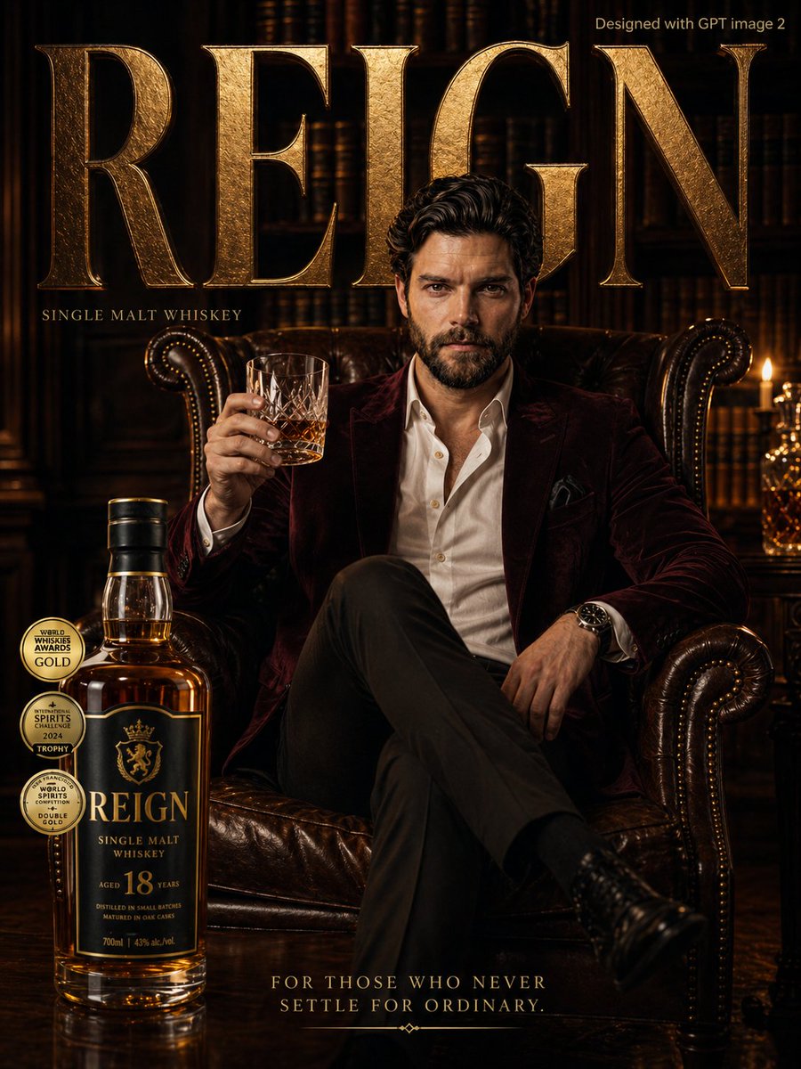 产品视觉 GPT Image 2 提示词：Premium Whiskey Brand Advertisement
