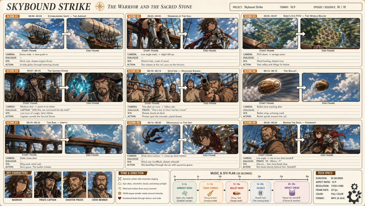 产品视觉 GPT Image 2 提示词：Professional Anime Cinematic Storyboard