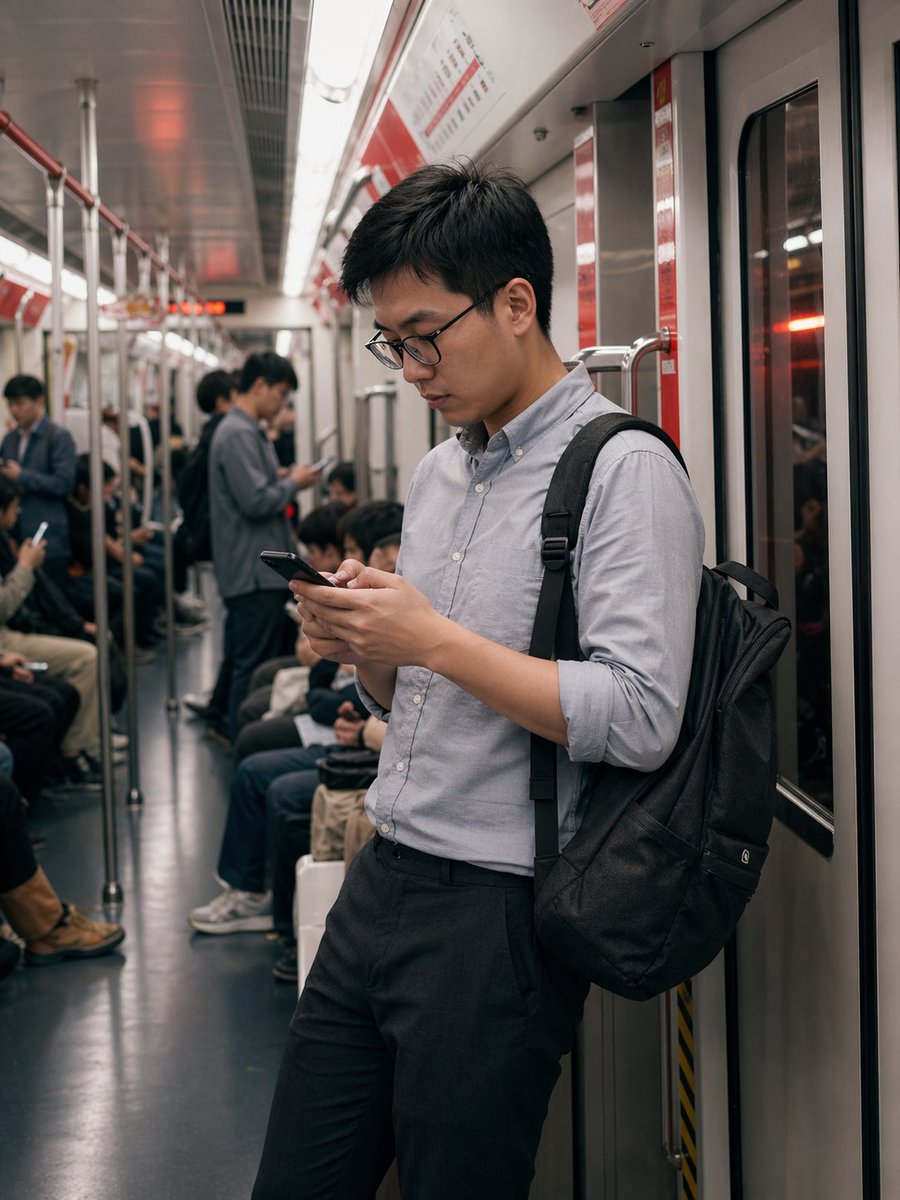 故事绘本 GPT Image 2 提示词：Programmer in Shanghai Metro