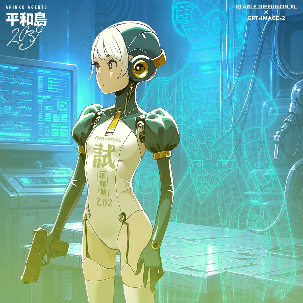 游戏影视 GPT Image 2 提示词：Anime Android Agent Lab Poster