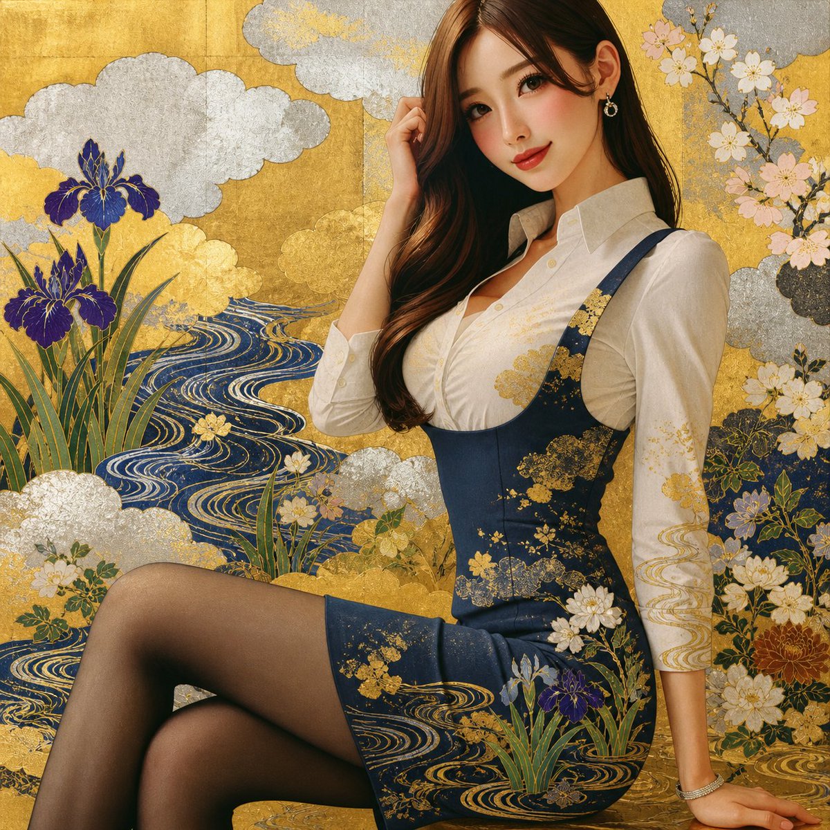 文化IP GPT Image 2 提示词：Rinpa Gold Screen Portrait
