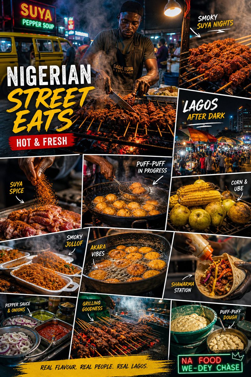 内容创作 GPT Image 2 提示词：Nigerian Street Eats Collage