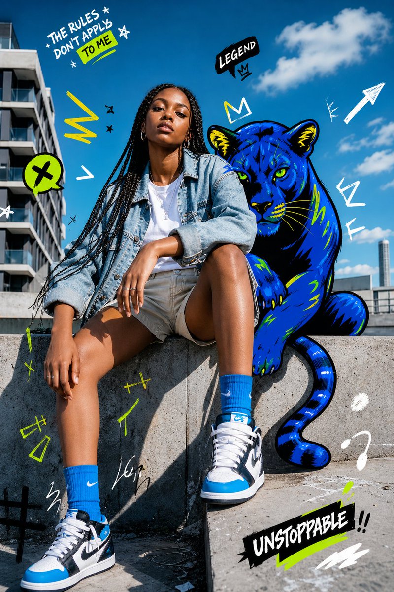 内容创作 GPT Image 2 提示词：Street Fashion Panther Graffiti
