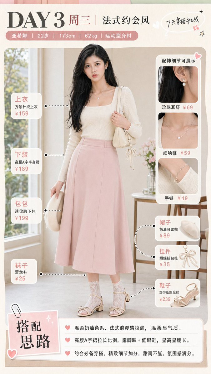 内容创作 GPT Image 2 提示词：French Date Outfit Infographic