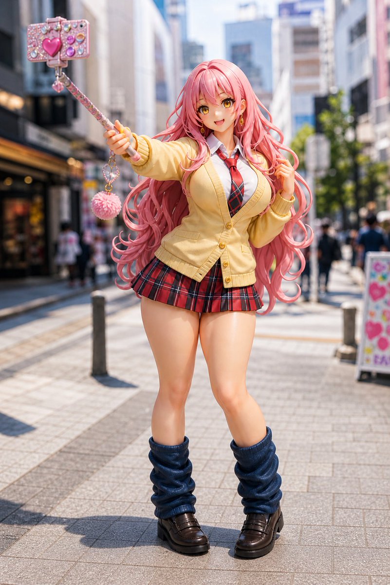 游戏影视 GPT Image 2 提示词：Pink Gyaru Figurine Street Photo