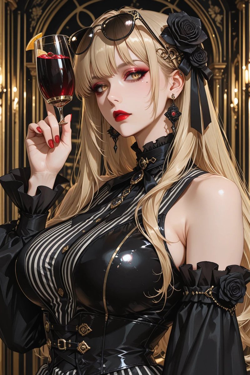 游戏影视 GPT Image 2 提示词：Gothic Blonde Wine Portrait