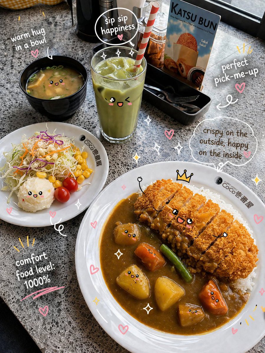 日常生活 GPT Image 2 提示词：Kawaii Katsu Curry Food Photography