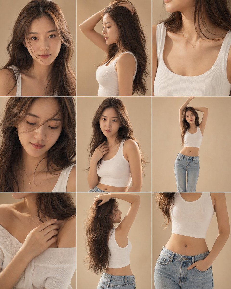 人像修图 GPT Image 2 提示词：Minimalist Studio Editorial Grid