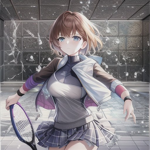 游戏影视 GPT Image 2 提示词：Anime Tennis Girl in Shattered Indoor Court