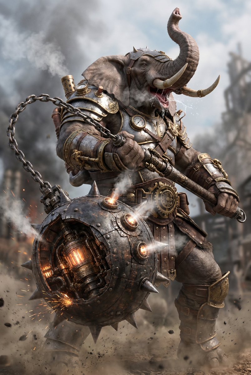 游戏影视 GPT Image 2 提示词：Steampunk Elephant Warrior