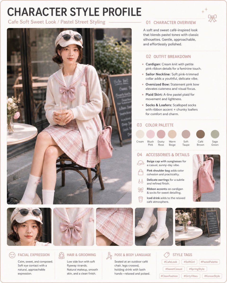 内容创作 GPT Image 2 提示词：Pastel Cafe Style Profile Card