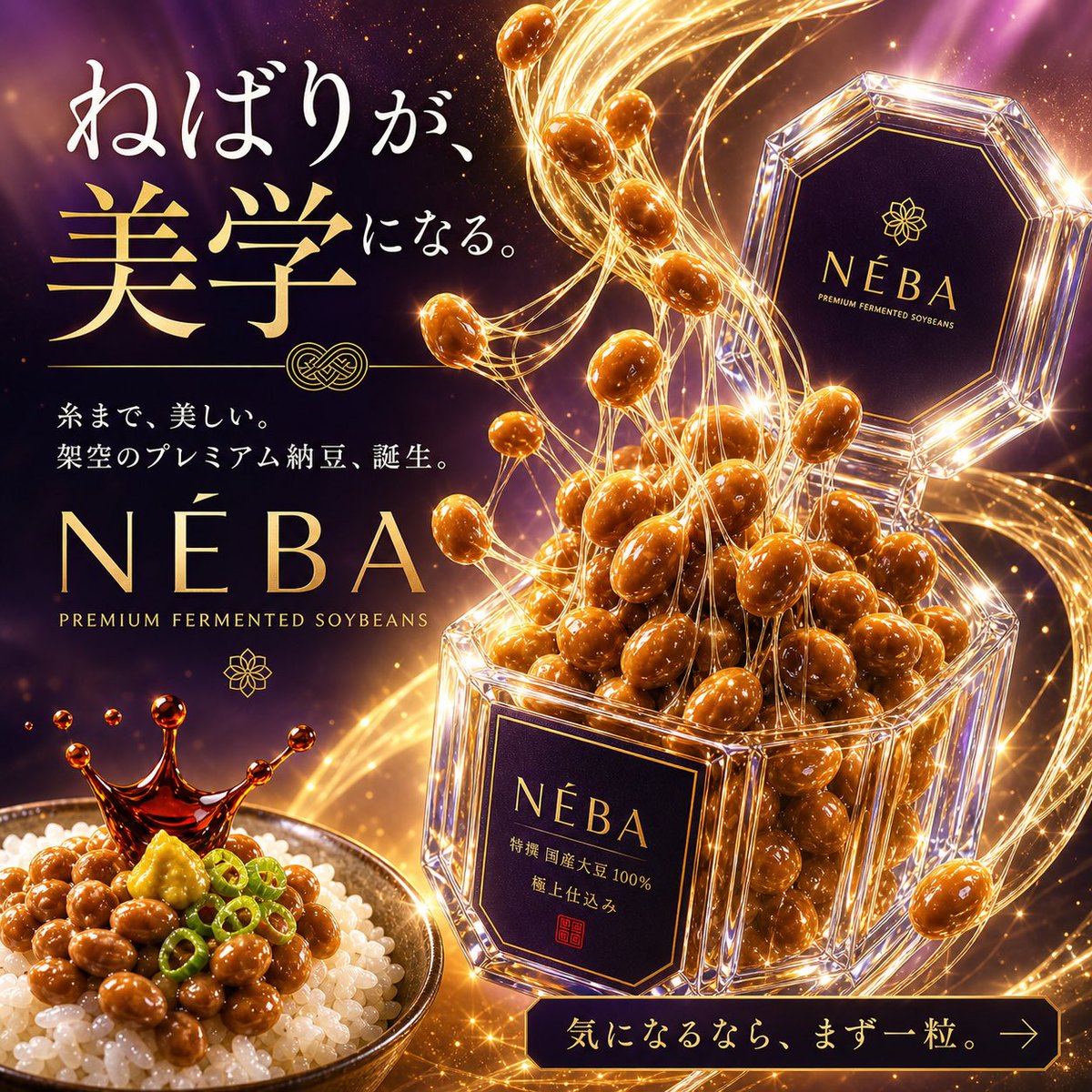 电商广告 GPT Image 2 提示词：Luxury Natto Product Banner