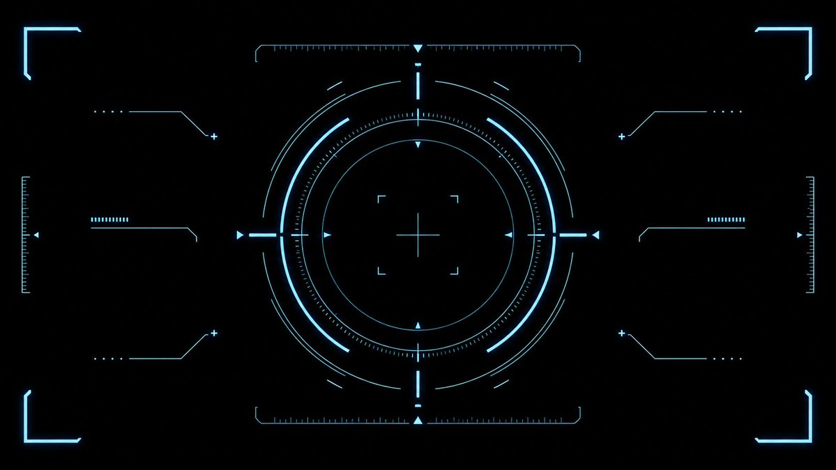 游戏影视 GPT Image 2 提示词：青色科幻 HUD 准星叠加层